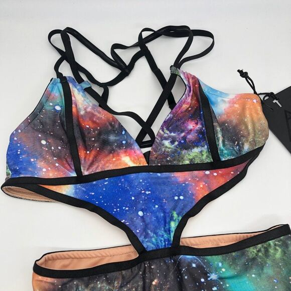 New UNIF Oh Dang Galaxy Print Bodysuit/Swimsuit - Size S - Picture 3 of 8